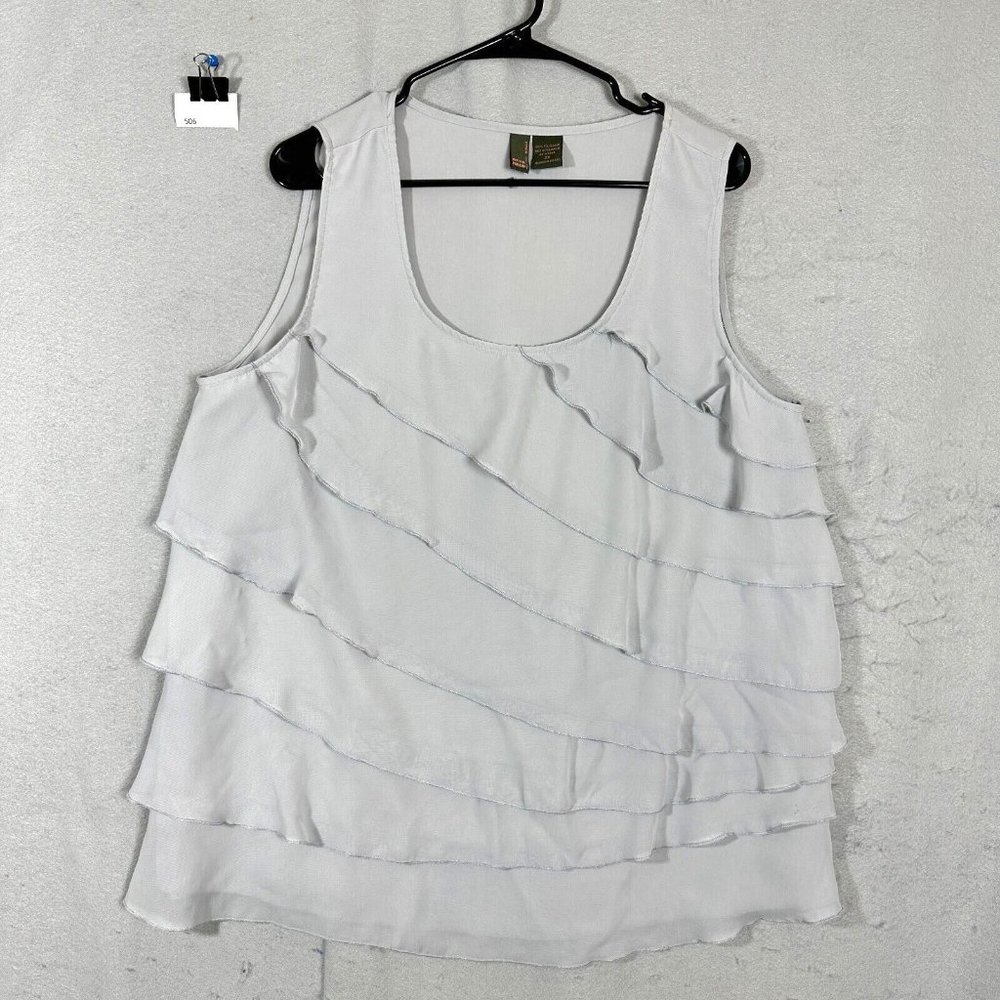 Serenada Womens Gray Tank Top Ruffles Sleeveless Plus Size 2X